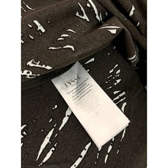 NWT Lyssé Nylon Blend Long Sleeve Designer Top Sz L Black and White Design - Picture 7 of 13